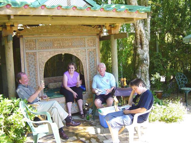 Authors of the attached article, Clare and Bernard Jones taking advantage of the unusual Balinese bed.