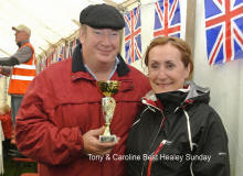 Tony and Caroline with the Best Healey Sunday Trophy